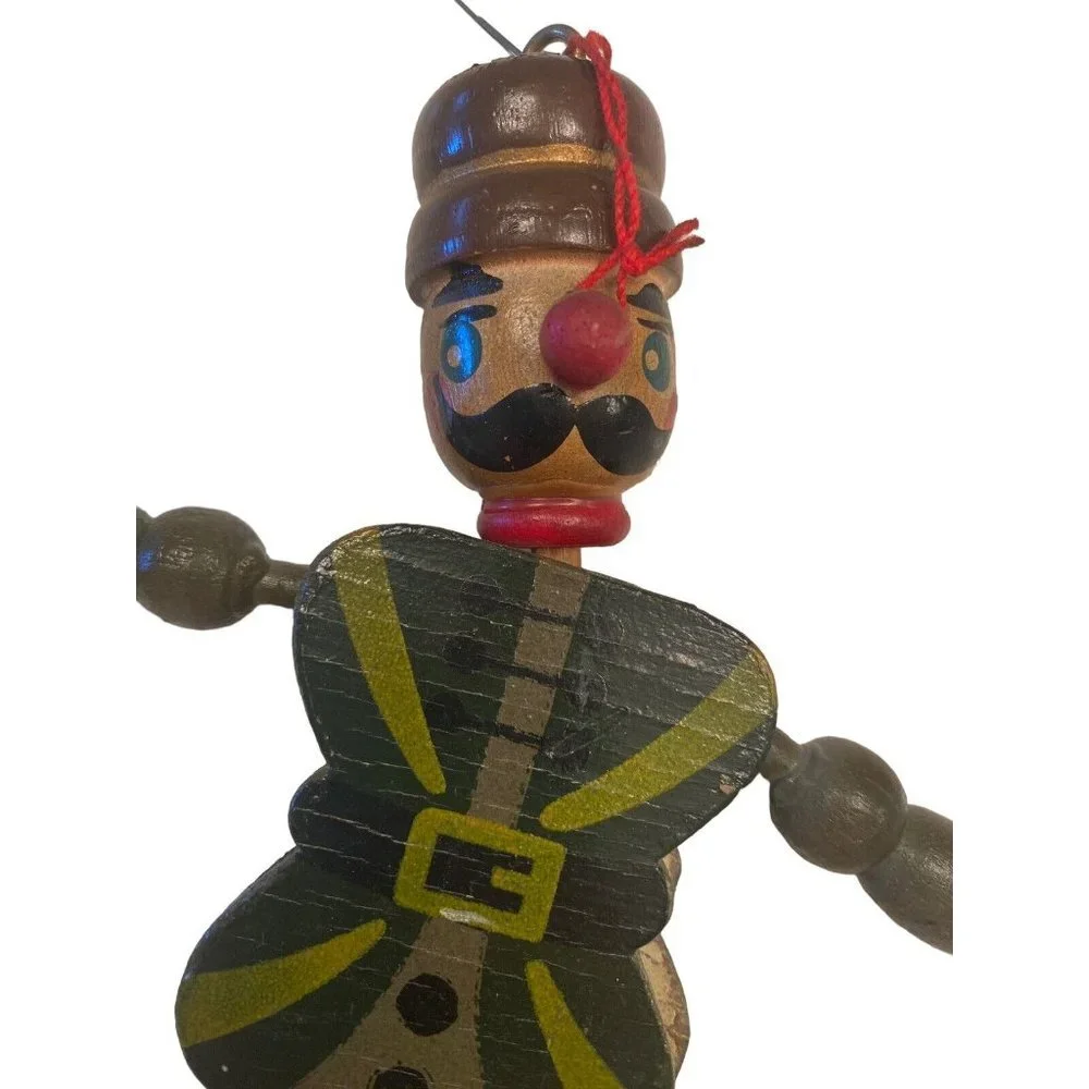 Vintage Christmas Wooden Pull String Solider Ornaments 8